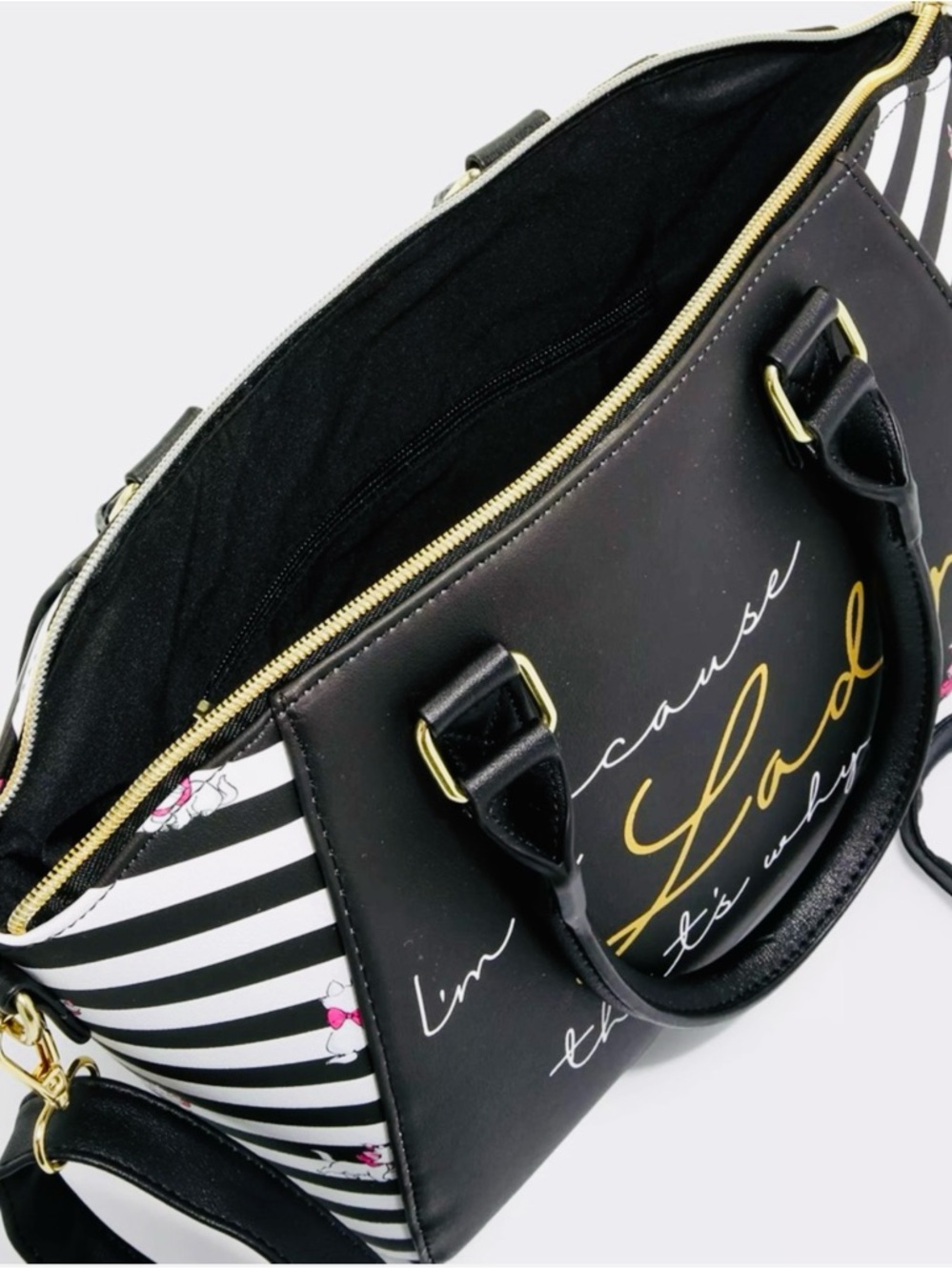 NWOT! Disney Loungefly Aristocats Marie "Because I'm a Lady" Striped Satchel - Picture 3 of 15
